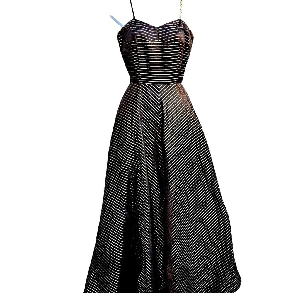 50s Egyptian Revival Black Gold Gown Full Skirt XXS Snake Chain 21" Waist - Picture 1 of 13